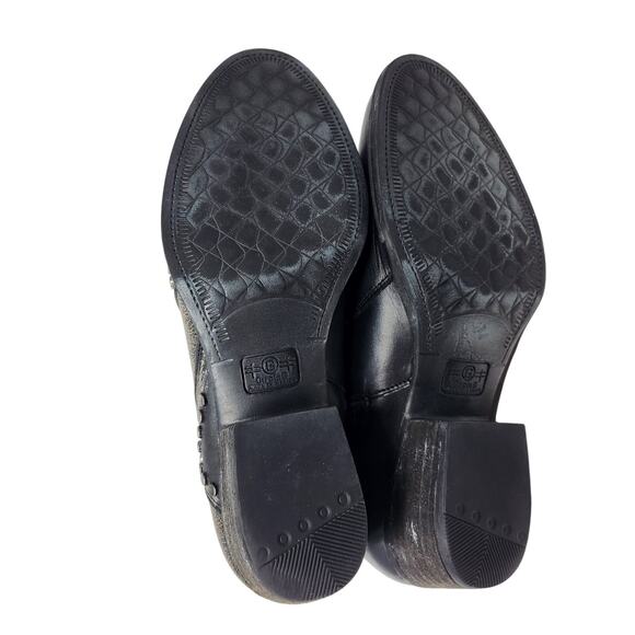 Corral Circle G Black Cowhide Leather Star Inlay Studded Zip Ankle Boots Sze 10 - Picture 9 of 9